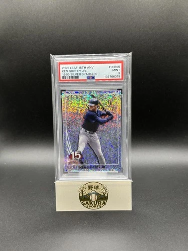 2025 Leaf 15th Ken Griffey Jr Silver Sparkles 8/15 PSA 9