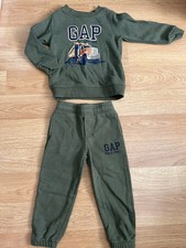 Gap Kids Boys Toddler Logo Fleece Crew Neck Jogger Set Green Truck 3yr 3T