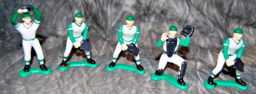 Vintage 1981 Wilton Baseball Team Cake Topper Figures Lot of 5 Green & White VTG