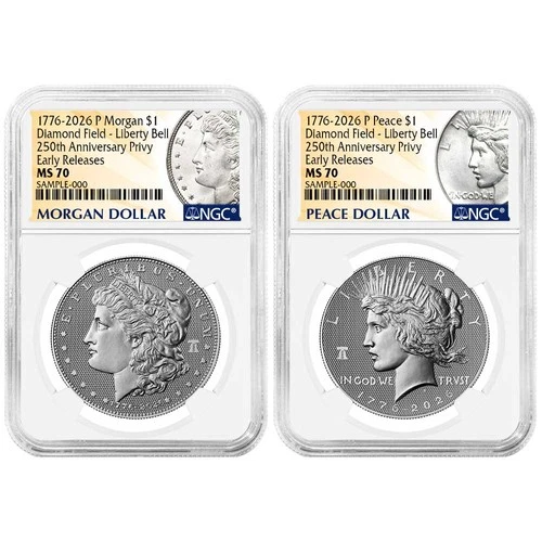 Presale - 2026 Diamond Field $1 Morgan and Peace Dollar 2pc Set NGC MS70 ER - product listing photo