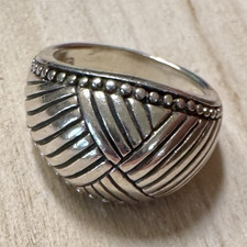 925 Sterling Silver Domed Ribbed Beaded Band ...