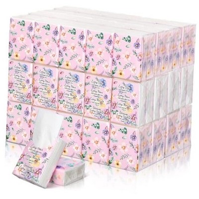  100 Pack Pocket Tissues Travel Packs Bulk 1000 Sheet Mini Pastel Flower