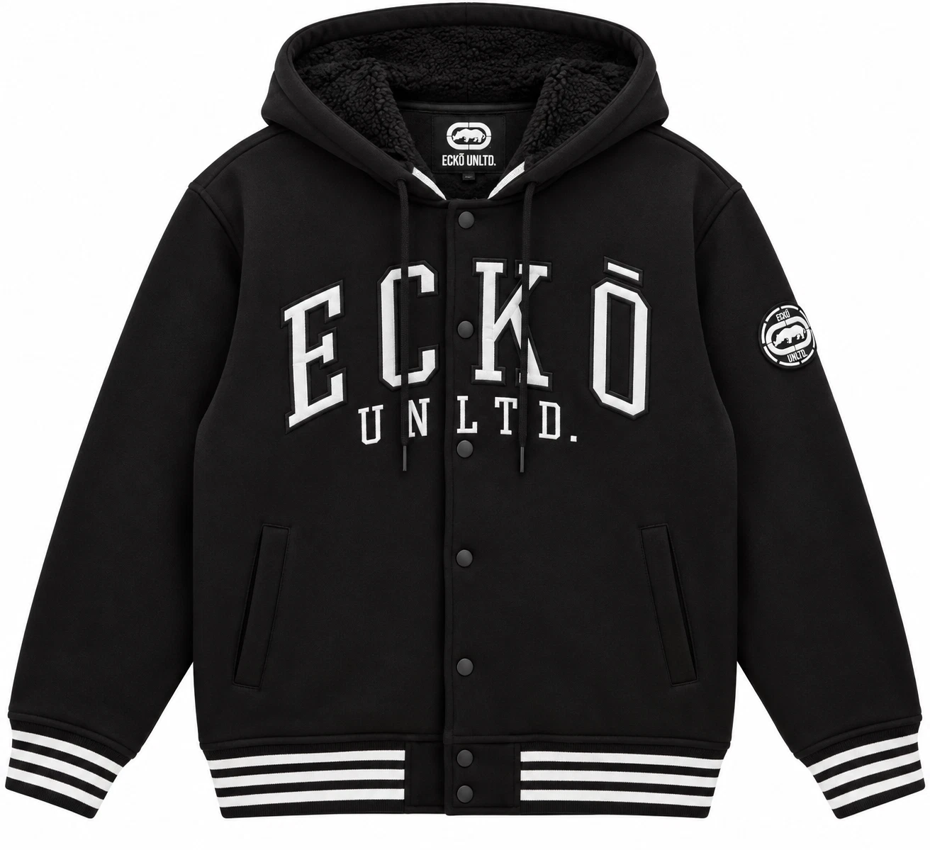 Brand New Ecko Unltd Mens Brown Hooded Varsity Style Jacket S-XL - product detail image 2