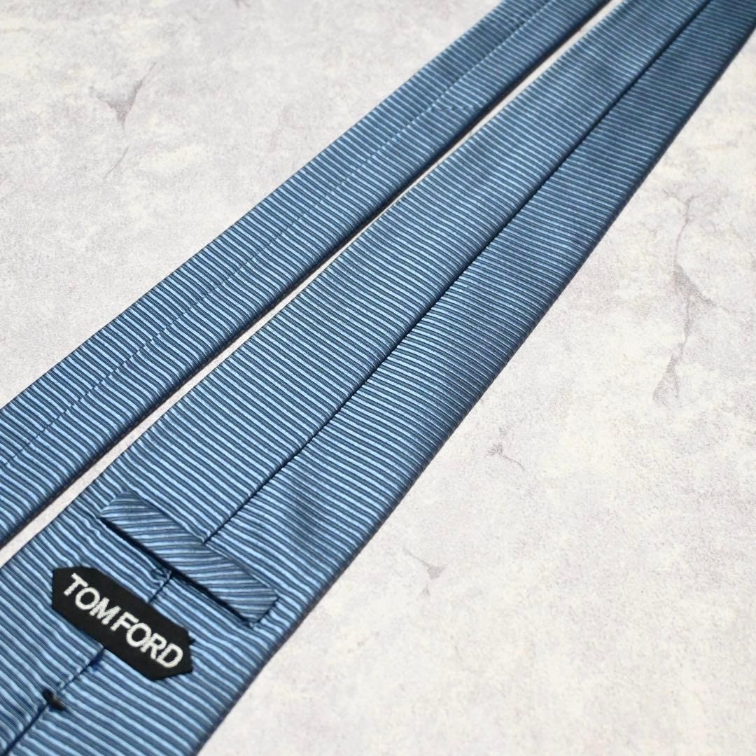 TOM FORD Tie Silk Light Blue Solid Solid Jacquard… - image 5
