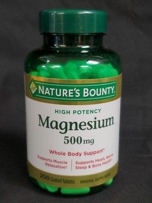 Nature's Bounty Magnesium 500mg Mineral Supplement - 200 Tablet Exp06/2027 NEW