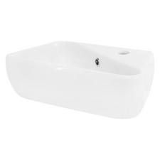 Lavabo bagno angolare in ceramica lavandino con troppopieno 450x270x130mm bianco
