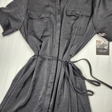 Simply Vera Vera Wang Black Belted Shirt Dress Tie Waist Midi Knee Length XXL
