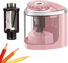 Electric Pencil Sharpener Kids Classroom Office Pink