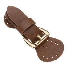 Leather Sew on Toggle Magnetic Snap Buckle Lock for Sewing, Dark Brown