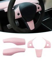 Pink Gear Shift Lever Cover And Steering Wheel Compatible With Pink