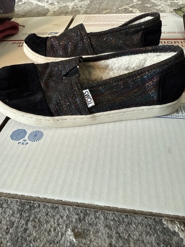 Toms Kids Blk/glitter Slip-On Velvety Shoes Size 12.5Y - Picture 4 of 6