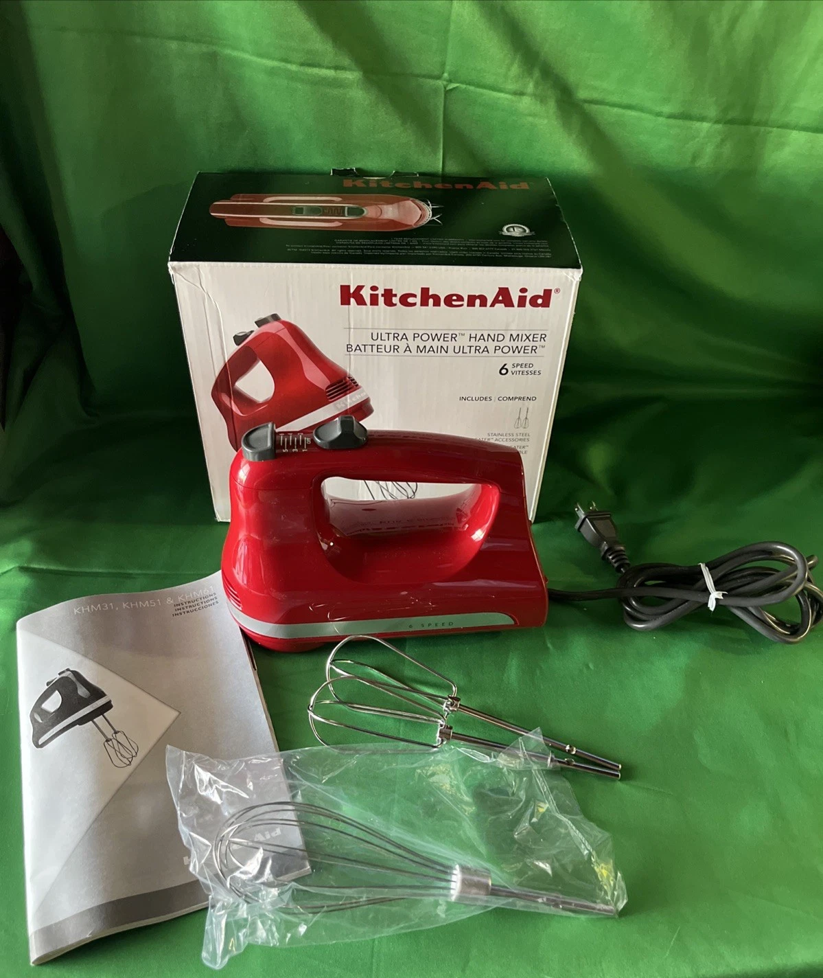 KitchenAid 6-Speed Ultra Power Hand Mixer (Empire Red) KHM614ER
Opens in a new window or tab