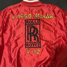 Rolls-Royce Jacket Chain Stitched Embroidery 60s Satin Bomber V-1650 Merlin V-12