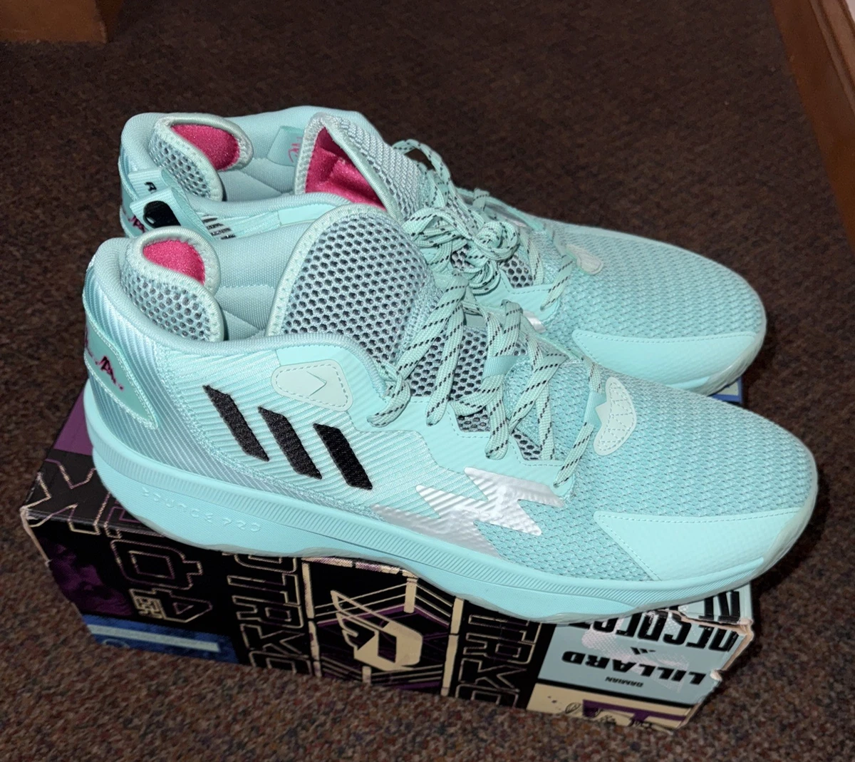 NEW DROP‎ ADIDAS  DAME 8 GZ6475 Aqua Black Size 9.5  “Respect My Name” Aqua Blue Three ways to style the adidas Dame x NU. For the  main image 4