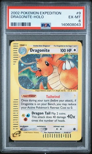 2002 POKEMON EXPEDITION #9 DRAGONITE-HOLO PSA 6