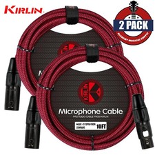 2-PACK Kirlin 10FT Woven 20AWG XLR M to XLR F Mic Cable Red MWC-270PB-10/RDA