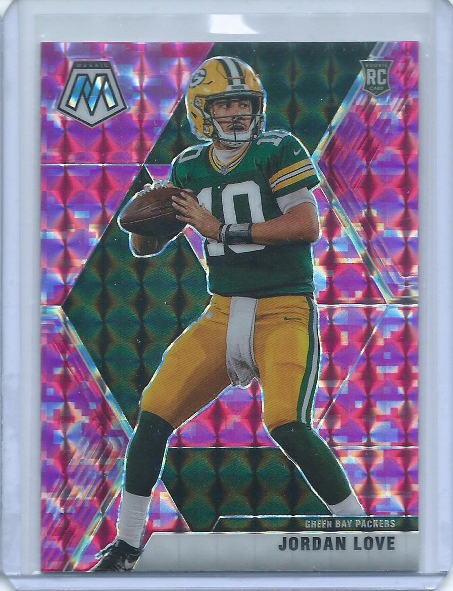 2020 Panini Mosaic Jordan Love RC #211 Pink Camo Prizm Packers Rookie