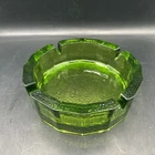 MCM Blenko Green Pebbled Art Glass Ashtray 6" VTG Heavy Glass