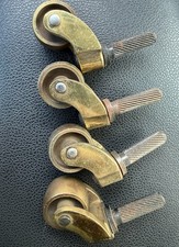 4 Vintage Solid Brass Stem Casters Rollers 3/...