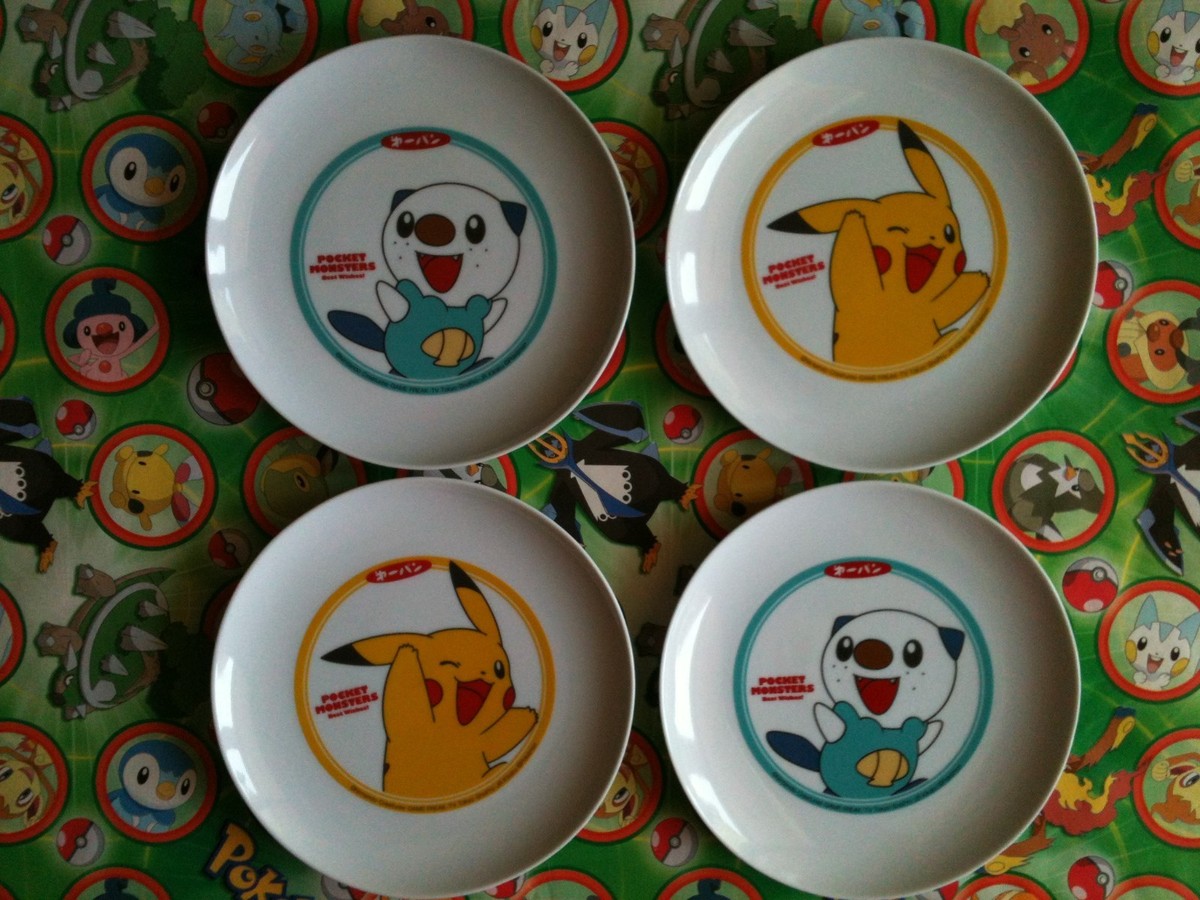 Pokemon Pikachu Snivy Plates Cup Bowls Glass set 12 Pocket Monster