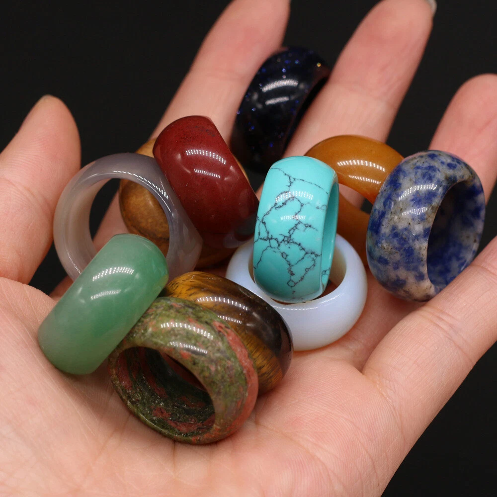 Natural stone 2024 band rings