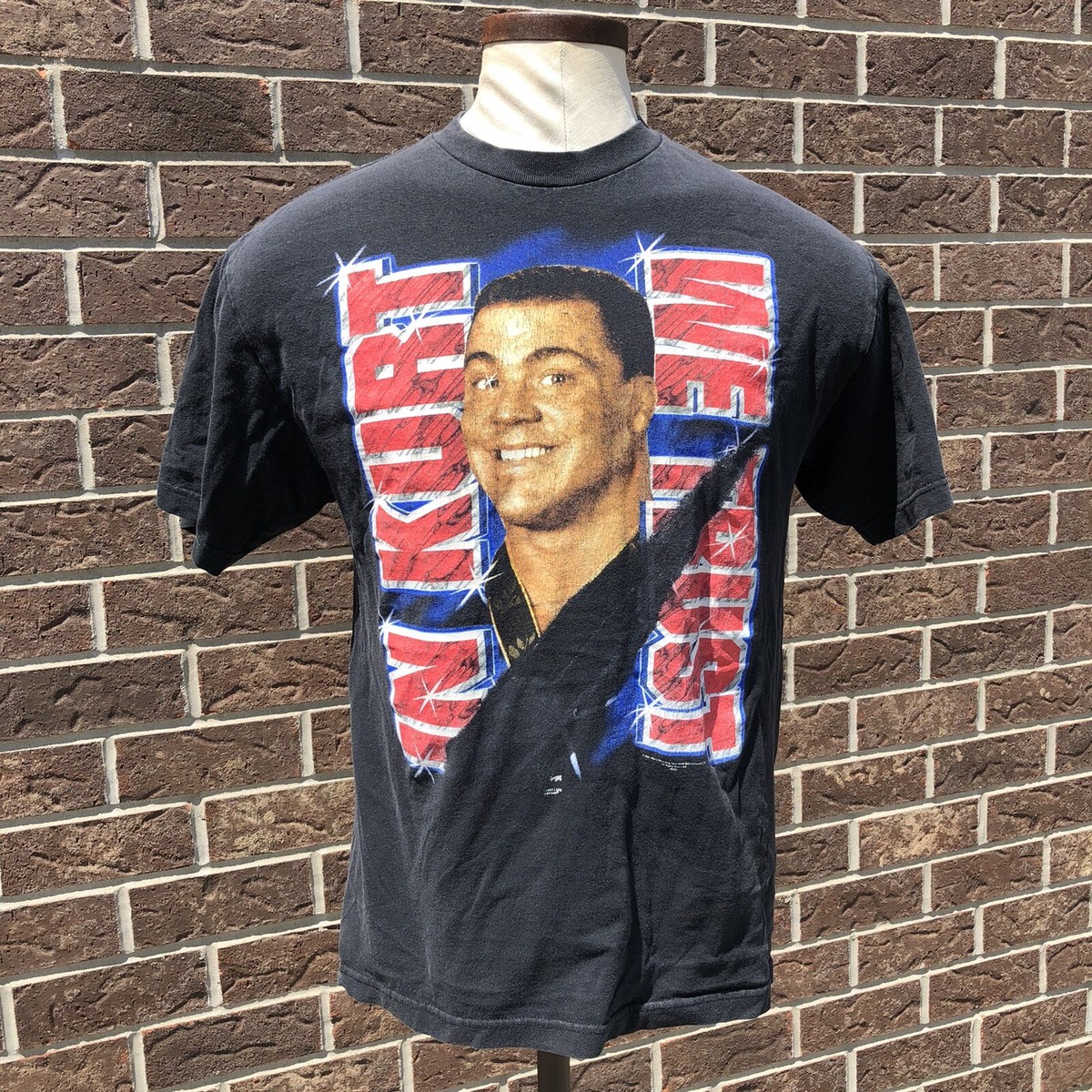 VINTAGE 2001 WWF KURT ANGLE BLACK T-SHIRT IN KURT WE TRUST THE