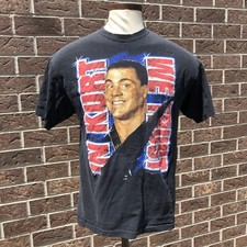 VINTAGE 2001 WWF KURT ANGLE BLACK T-SHIRT IN KURT WE TRUST THE TRUTH HURTS LARGE