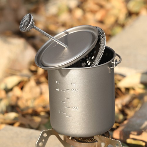 Camping Titan Topf Becher Tasse Outdoor 750ml French Press Titan kaffeekocher - Bild 10 von 11