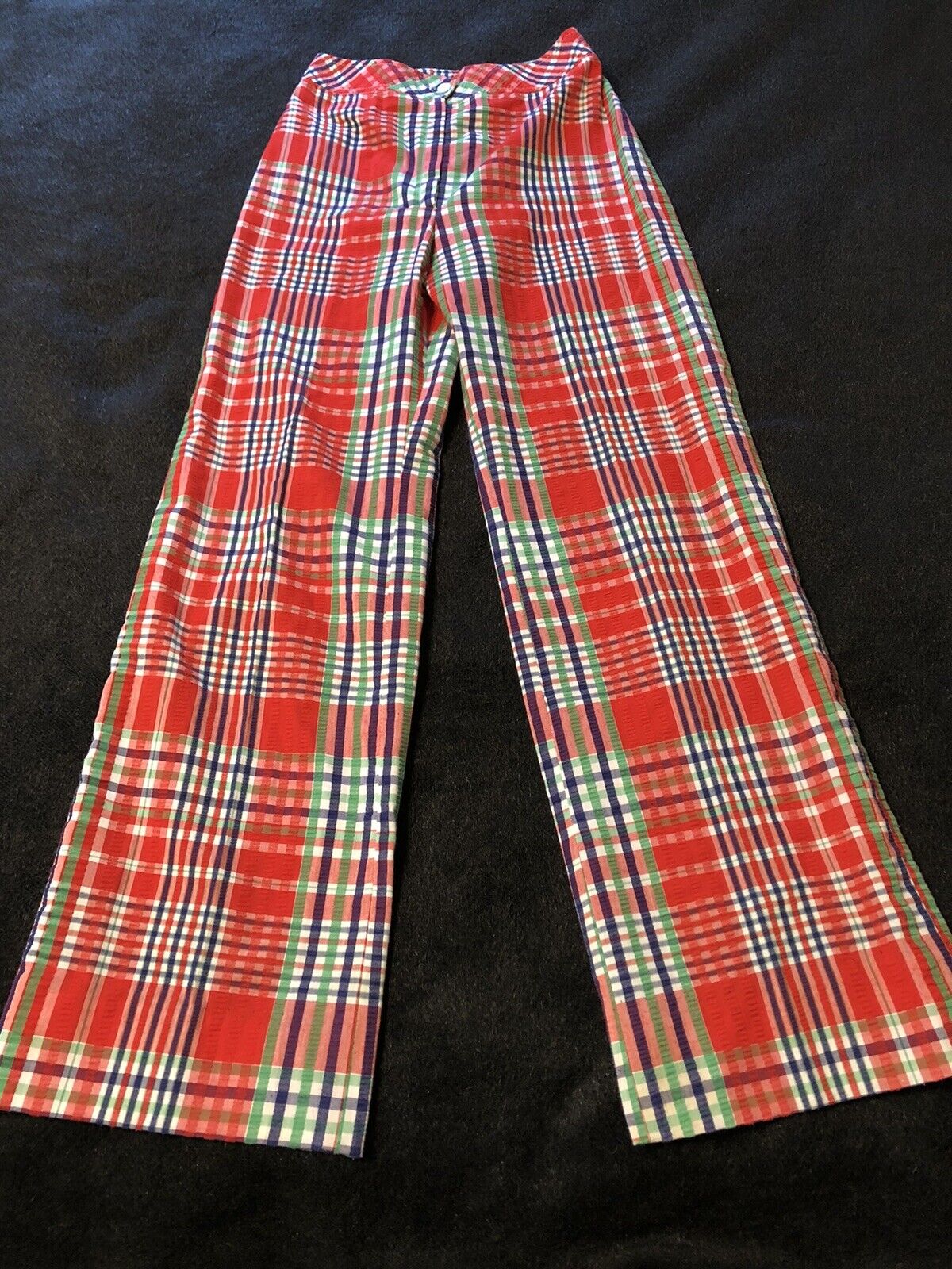 Vintage Red Green Blue Plaid Lightweight Pants Si… - image 8