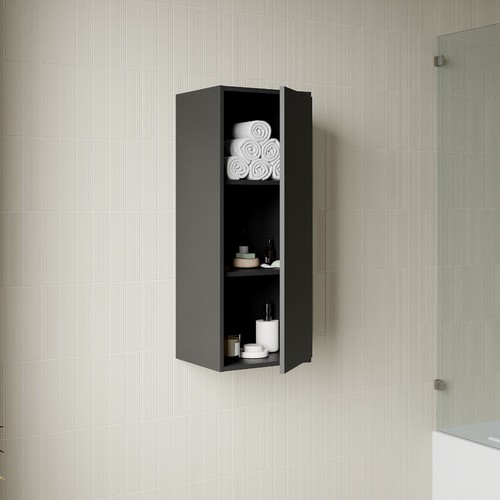 Venti 900mm Wall Hung Vanity Unit Storage Cabinet - Matt Black - Picture 3 of 6