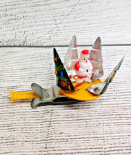 Vintage Japan Tin Litho Spinning Christmas Tree Santa Push Spinner Toy Working