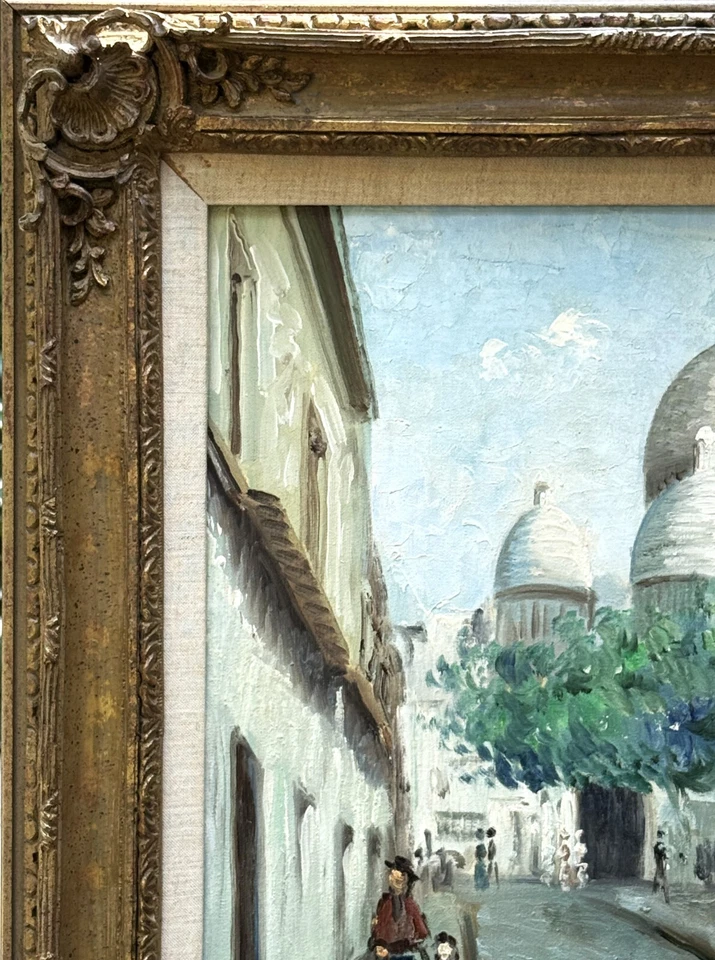 Andre Masset (Francés, 20C), De Colección Original Texturizado O/C "Montmartre, París" Enmarcado Foto 3 de 4