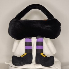 Vtg 2001 Witch Halloween Skirt Legs  Shoes Trick or Treat Plush Basket