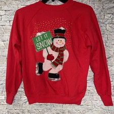 Vintage 90s Hanes Her way Let it Snow Christmas Crewneck Sweatshirt USA