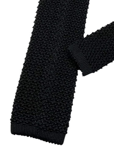 🆕SUITSUPPLY XL Solid Black Knit Silk LUXURY Slim Tie ITALY - Picture 5 of 5