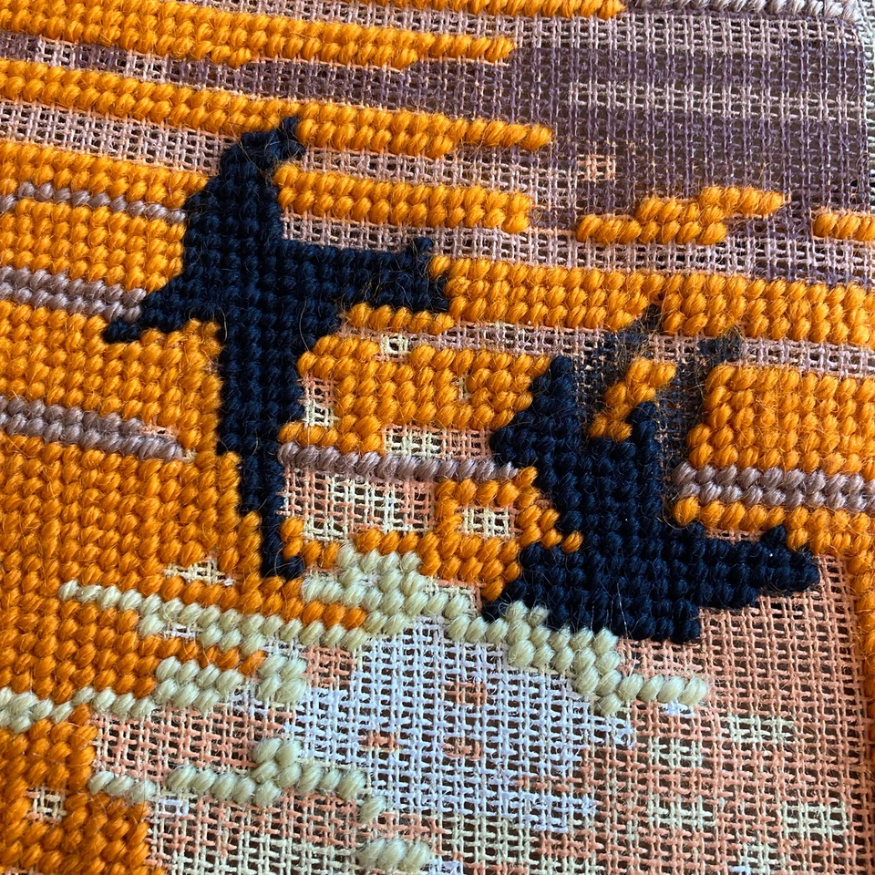 Partially Worked Tapestry Needlepoint Canvas Seabirds At Sunset 44 x 14cm LL702  - Image 3 of 4