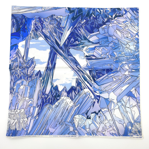 Auth Hermes Carré 90 La Vallee de Cristal Silk Scarf W/Box BA040057 - Picture 10 of 20