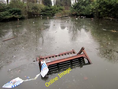 Photo 6x4 Vandalism in Grosvenor Park, Chester Memorial seat thrown into  c2012