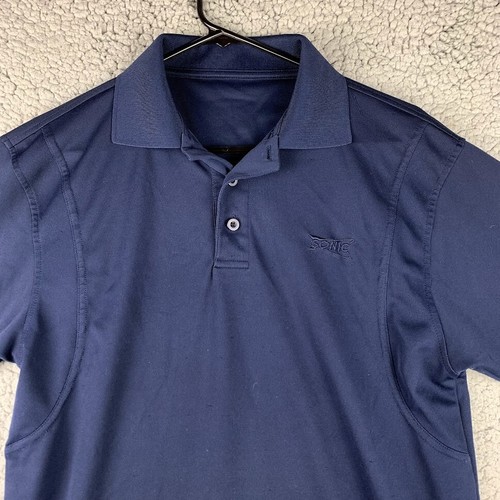Sonic Drive-In Employee Polo Shirt Mens S Blue Uniform Polyester SNAGS STAINS - Picture 2 of 12