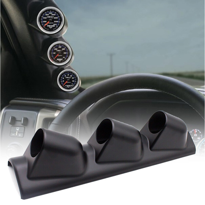 Support 3 Instruments Pour Tableau De Bord - Universel Type Carbone Noir ABS