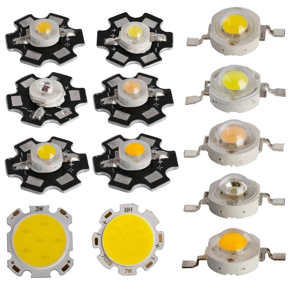 10x 50x 1W 3W 5W 7W LED SMD COB Chip With Star PCB High Power Beads White  Light