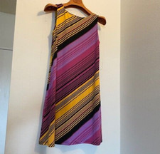 JB Julie Brown Size M Tank Dress NWT Diagonal Stripe - Purple, Gold, Pink, Black