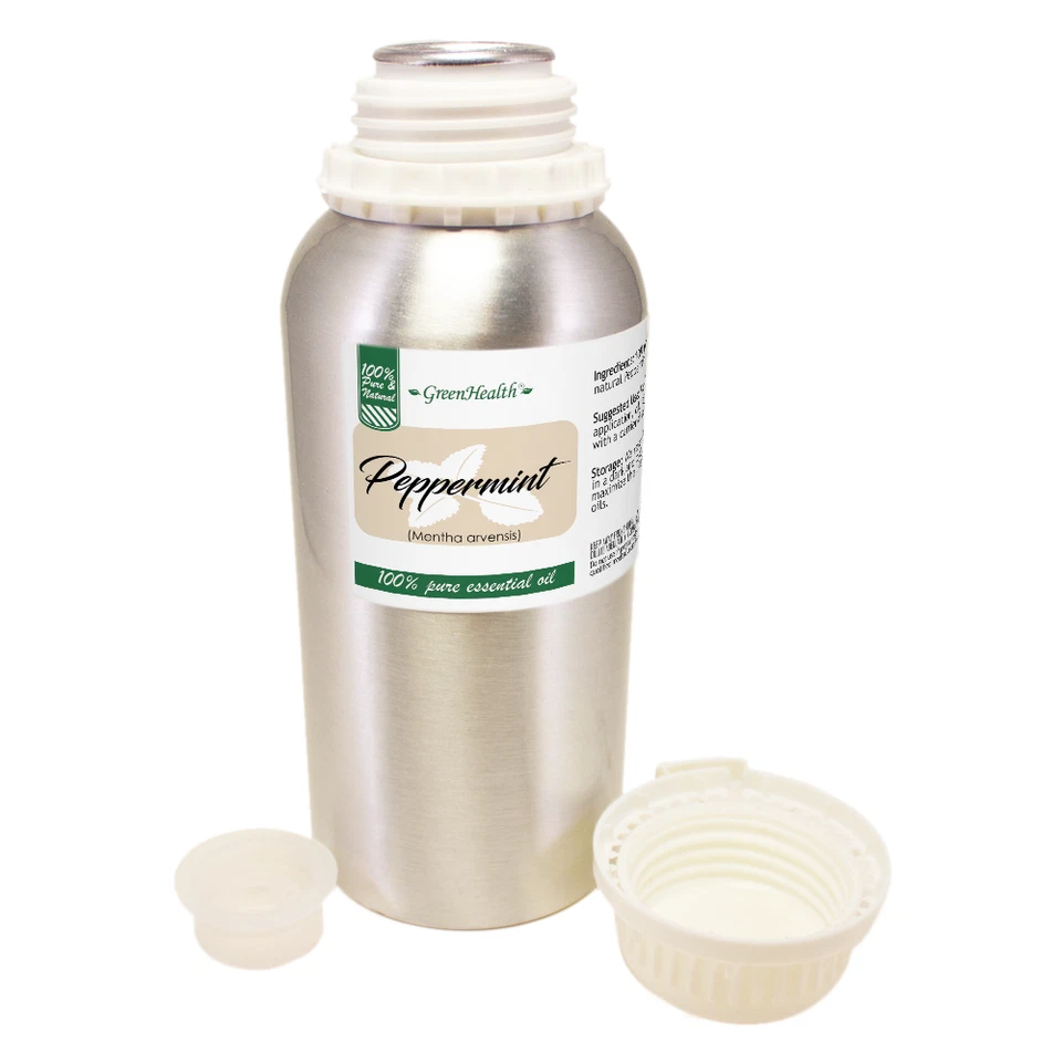 Aceite esencial de menta puro natural de 16 fl oz en botella de aluminio de alta calidad Foto 2 de 4