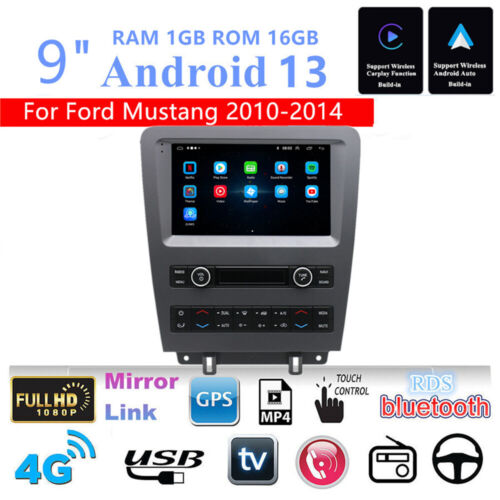 9'' Android 13 Stereo Radio GPS Navigation For Ford Mustang 2010-2014 Carplay - Afbeelding 1 van 23