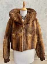Vintage 60s 70s Jennifurs Ginger Chestnut Genuine Mink Fur Boho Crop Coat Medium