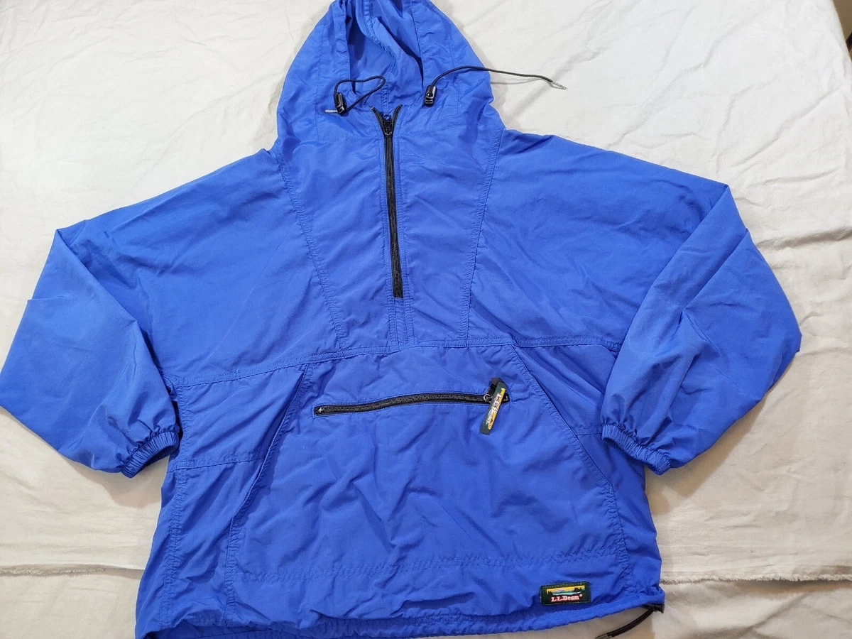 L.L. Bean 90'S Anorak Jacket Women's Small Blue Hooded Quarter Zip Nylon