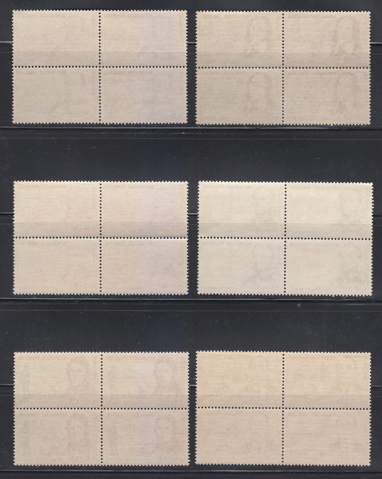 France 1961 MNH Mi 1349-1354 Sc B350-B355 Blocks of 4 Famous Men set / Blocks ** - Image 2 of 2