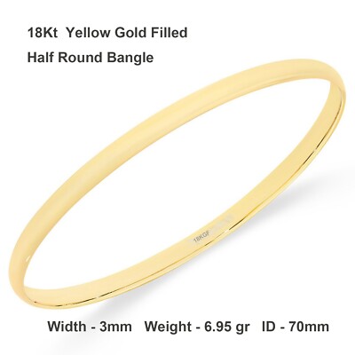 Bracciale Bangle Rigido In Oro Rosa Pieno 18kt Gold Filled - 20 Cm - Fatto In Australia