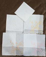 Vintage Monogram Embroidered Cotton Handkerchiefs  Letter W Lot of 5 Unused