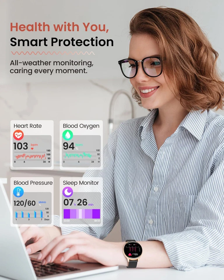 Smartwatch Damen 1.27" HD Screen Armbanduhr mit Telefonfunktion 120+ Sport Me... - Bild 3 von 4